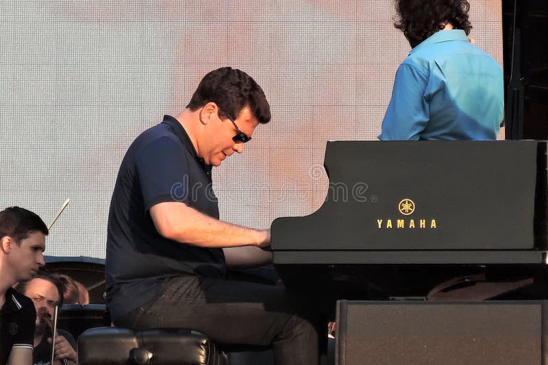 Famous piano player Denis Matsuev performs on stage royalty free stock images Famous piano player Denis Matsuev performs on stage royalty free stock images