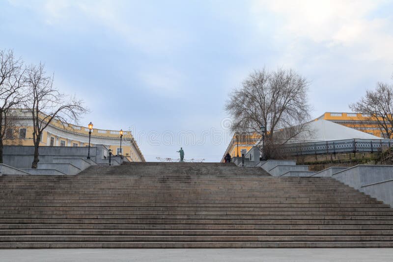 Famous potemkin steps with duke richelieu statue in Odessa, Ukraine stock image Famous potemkin steps with duke richelieu statue in Odessa, Ukraine stock image