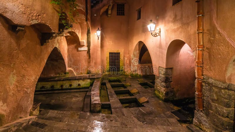 The famous public ancient roman baths on Cefalu, Sicily, Italy. The famous public ancient roman baths on Cefalu, Sicily island, Italy stock image The famous public ancient roman baths on Cefalu, Sicily, Italy. The famous public ancient roman baths on Cefalu, Sicily island, Italy stock image