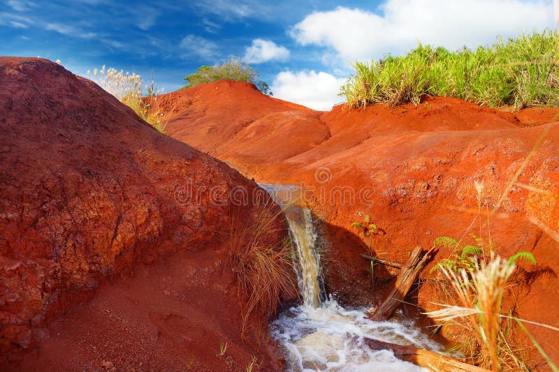 Famous red dirt of Waimea Canyon in Kauai