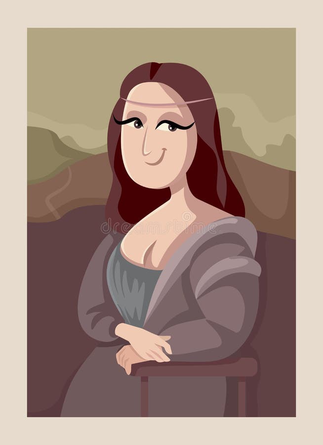 Gioconda Mona Lisa Cartoon Style Vector Illustration Stock Vector