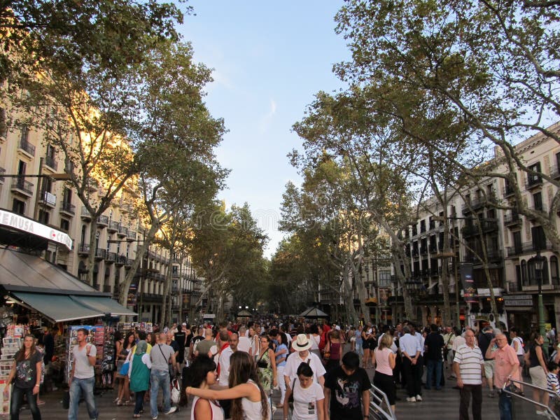 Barcelona walk editorial stock photo. Image of trees - 19045448