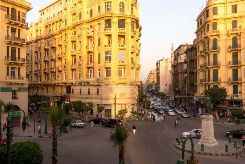 Famous Talaat Harb Square in Downtown Egypt Editorial Stock Image