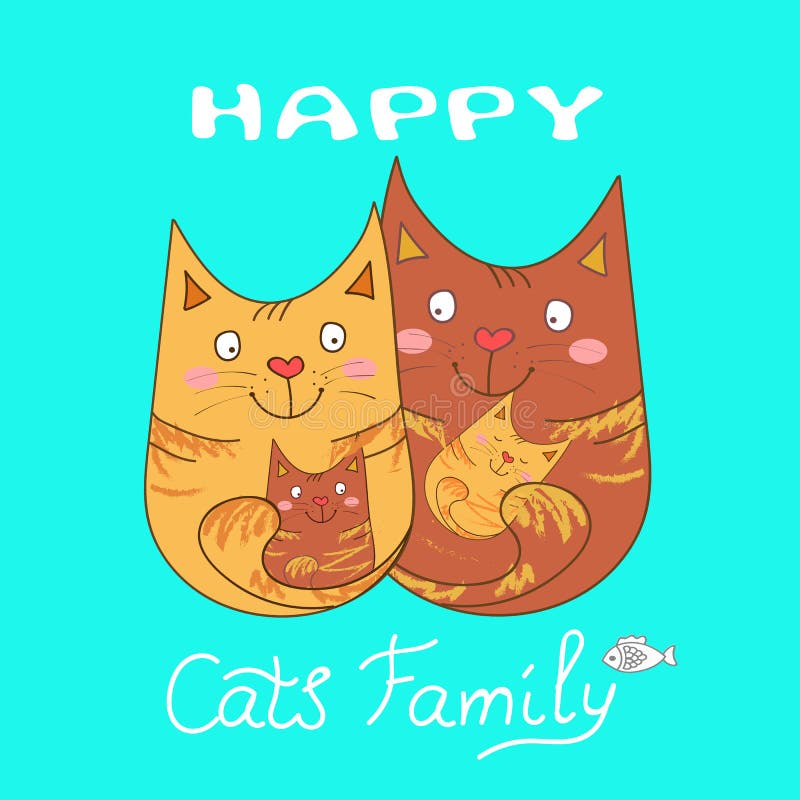 Família de gatos feliz ilustração royalty free Família de gatos feliz ilustração royalty free