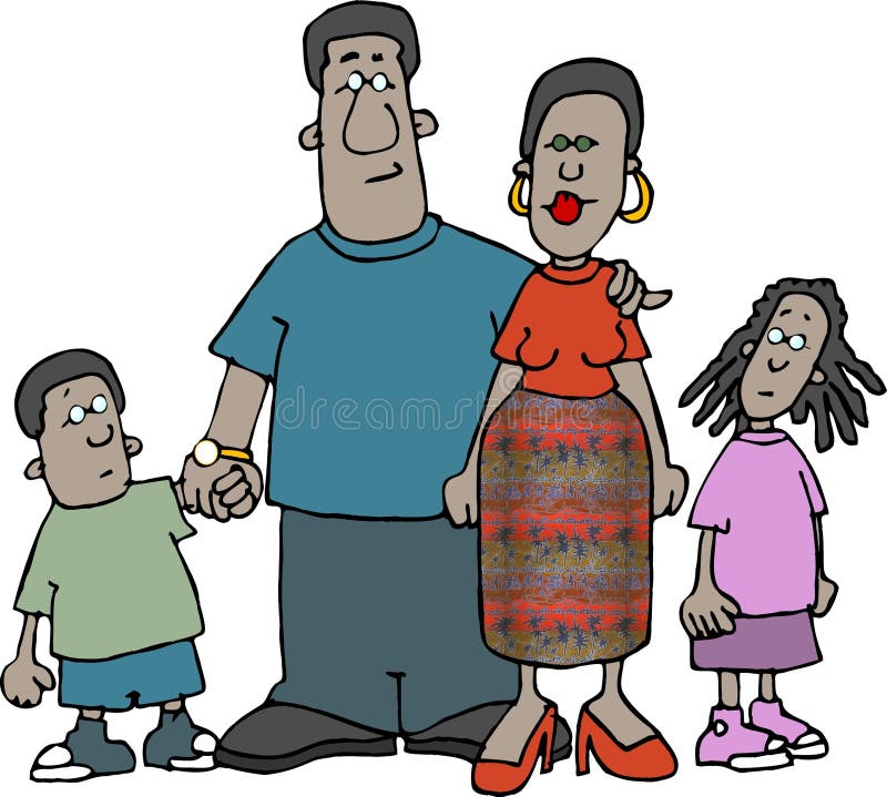 Família do americano africano ilustração do vetor Família do americano africano ilustração do vetor