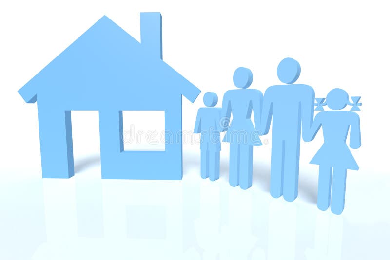 Família e uma casa ilustração royalty free Família e uma casa ilustração royalty free