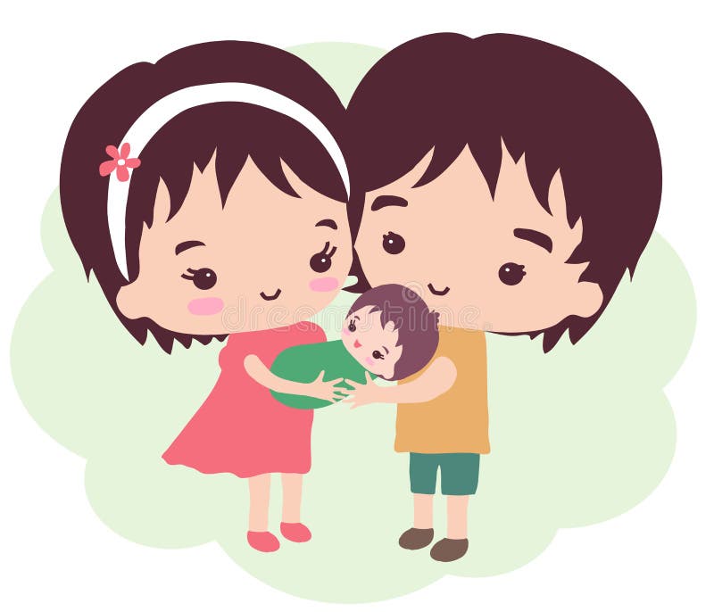 Família feliz com bebê ilustração do vetor