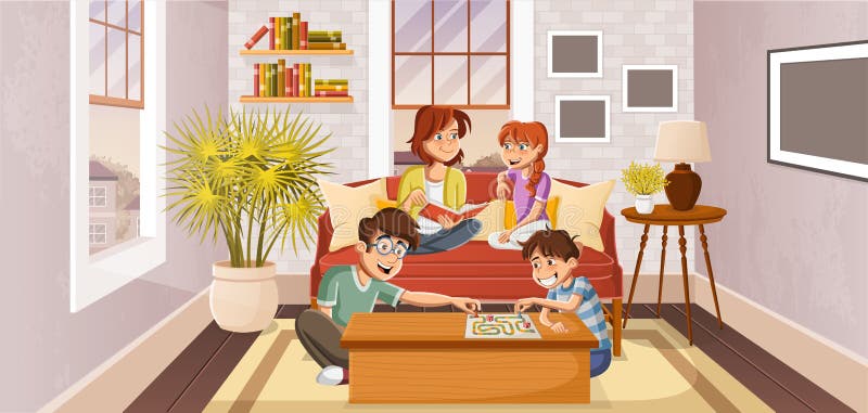Família feliz dos desenhos animados ilustração stock Família feliz dos desenhos animados ilustração stock
