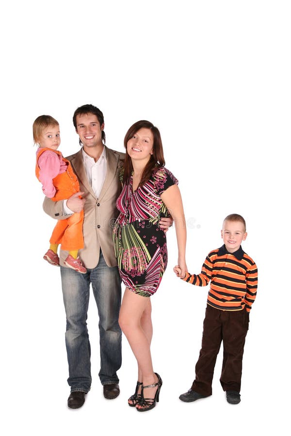 Família grávida dos jovens com crianças fotos de stock Família grávida dos jovens com crianças fotos de stock