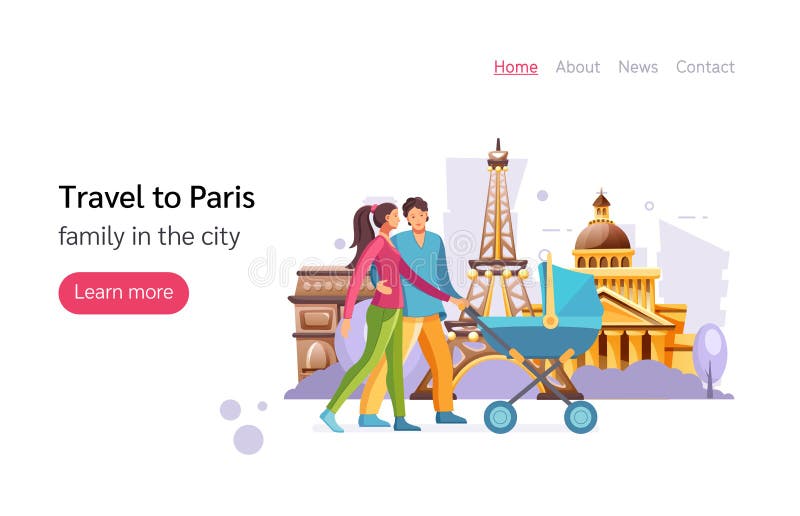 Família na cidade, viagem a Paris Pessoas em atrações de fundo ilustração royalty free Família na cidade, viagem a Paris Pessoas em atrações de fundo ilustração royalty free