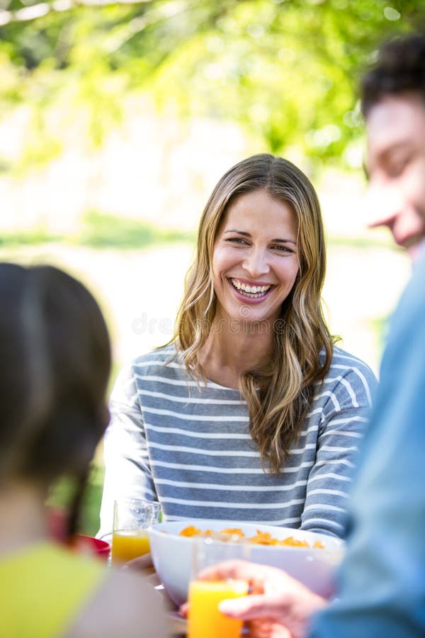 Família a fazer um piquenique fotos de stock