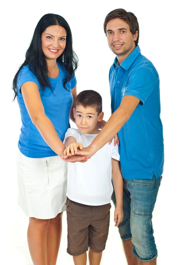 Família unida com as mãos juntas fotografia de stock royalty free