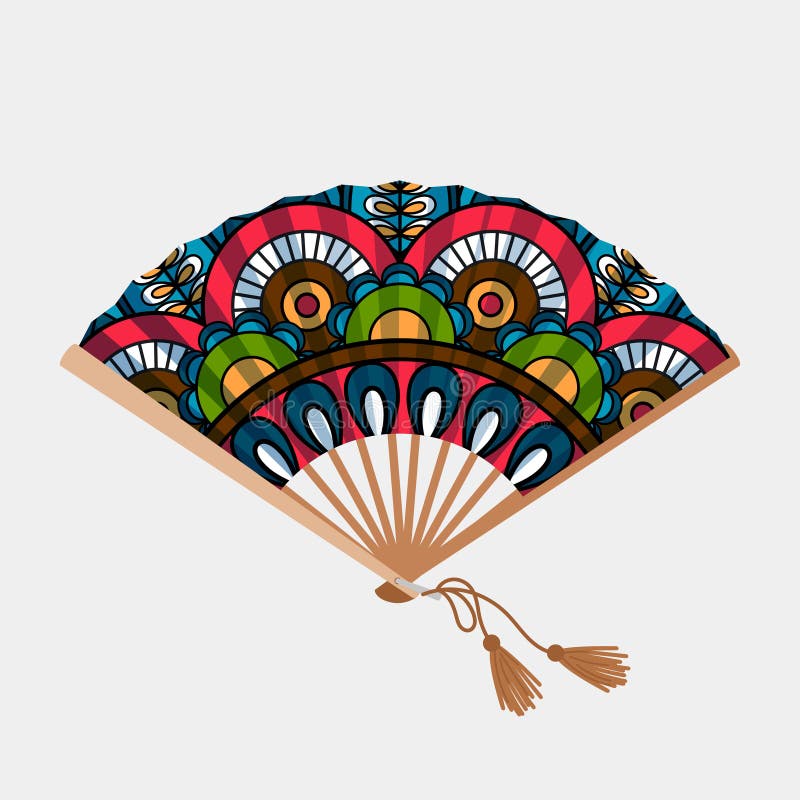 Fan asiática del ornamento floral del vintage ilustración del vector Fan asiática del ornamento floral del vintage ilustración del vector