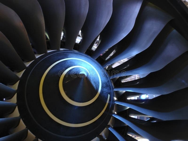 Close up shot of aero-engine fanblades. Power tech stock images, royalty-free photos and pictures