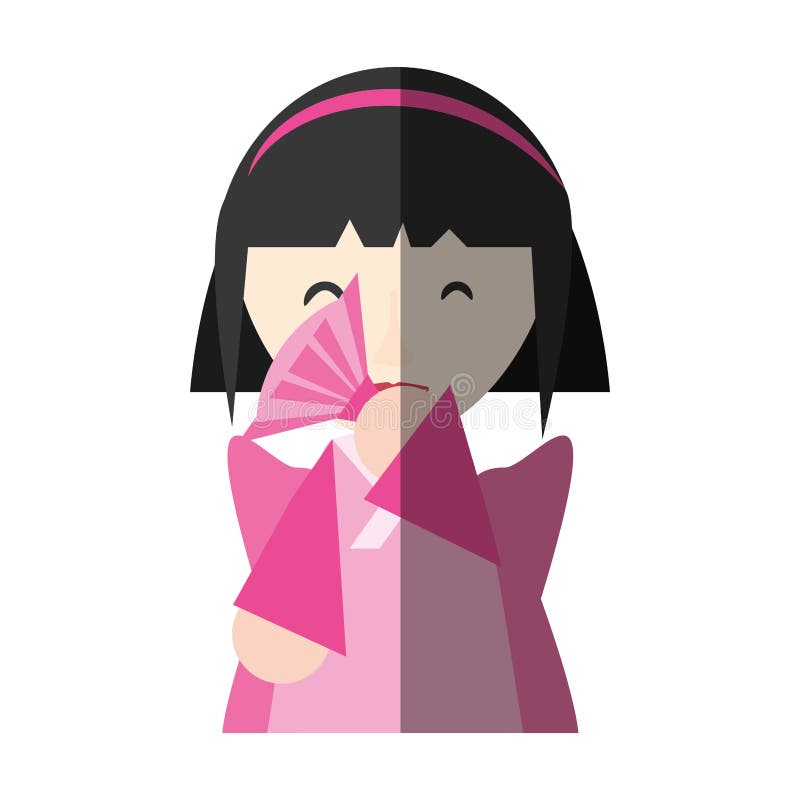 fan de la muchacha japonesa y sombra de ejecución de la diadema libre illustration fan de la muchacha japonesa y sombra de ejecución de la diadema libre illustration