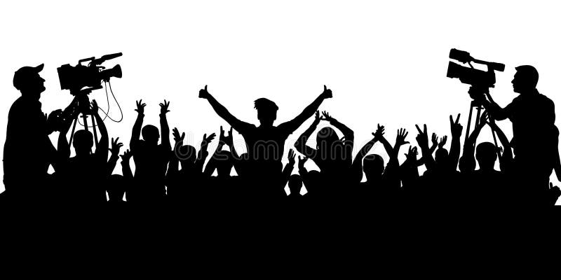 Fan di sport di applauso Concerto incoraggiante della gente della folla, partito Vettore isolato della siluetta del fondo illustrazione di stock Fan di sport di applauso Concerto incoraggiante della gente della folla, partito Vettore isolato della siluetta del fondo illustrazione di stock