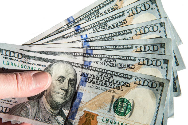 Fan of 100-dollar bills royalty free stock image