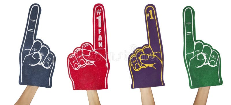 No. 1 foam finger fan toys from four different schools or teams. No. 1 foam finger fan toys from four different schools or teams.