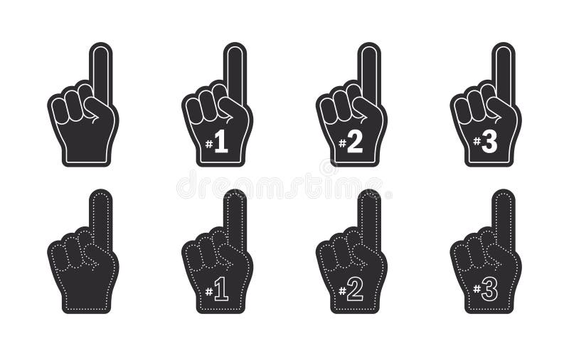Fan Foam Fingers Set. Fan Foam Hand with Raising Forefinger Stock