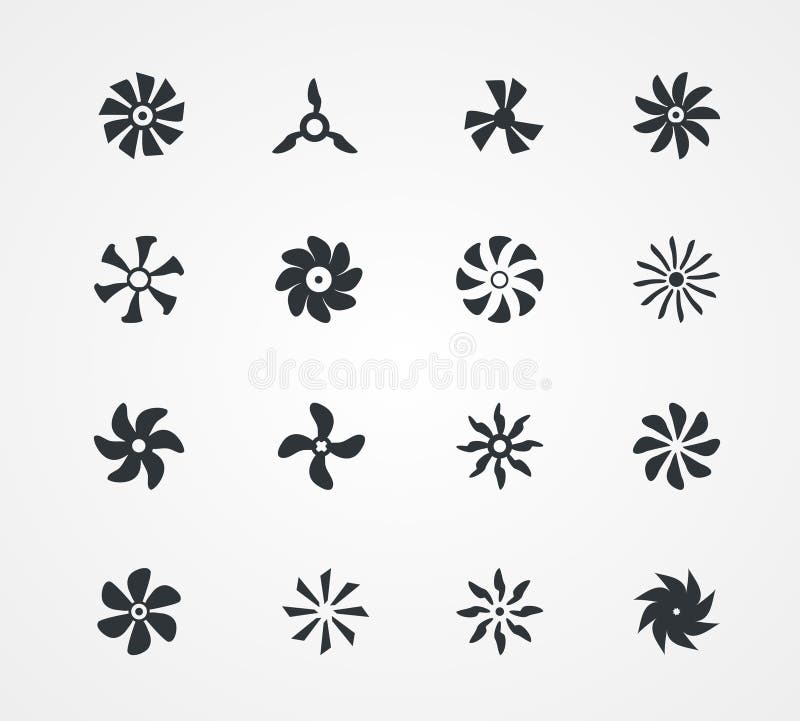16 different Fan icons collection isolated on white background. vector. Airflow symbol vectors