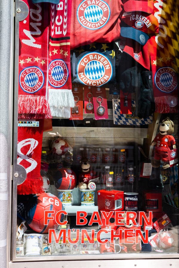 Fan Merchandise for the Soccer Club FC Bayern MÃ¼nchen Munich in Shop Window Editorial Image - Image of league, nchen: 191432035