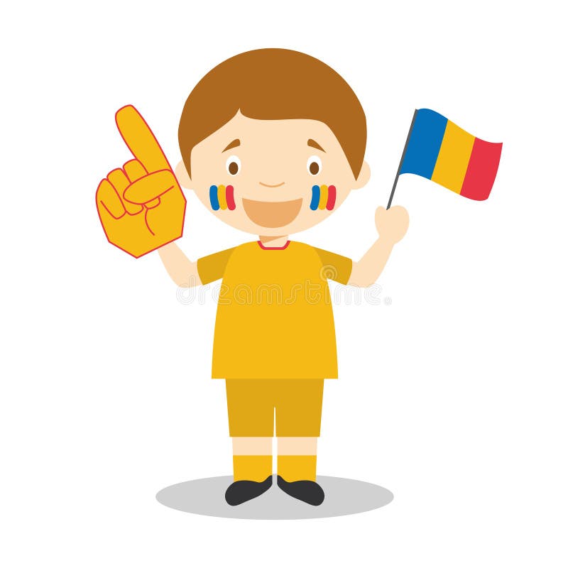 Fan nacional del equipo de deporte de Rumania con el ejemplo del vector de la bandera y del guante stock de ilustración Fan nacional del equipo de deporte de Rumania con el ejemplo del vector de la bandera y del guante stock de ilustración
