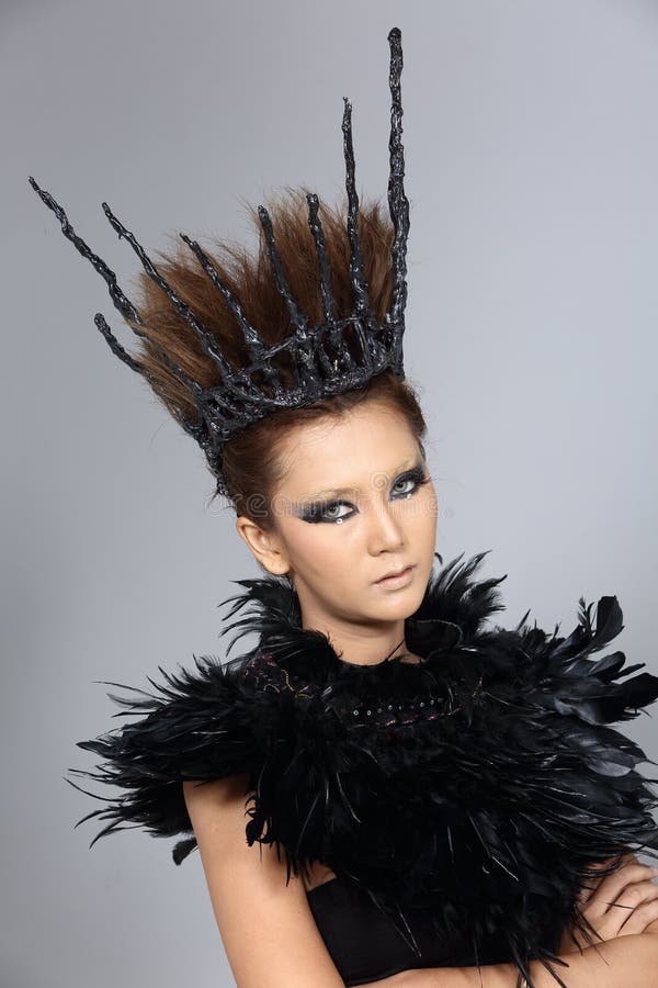 Fancy Creative Talent Make Up And Hair Style On Asian Beautiful Stock
