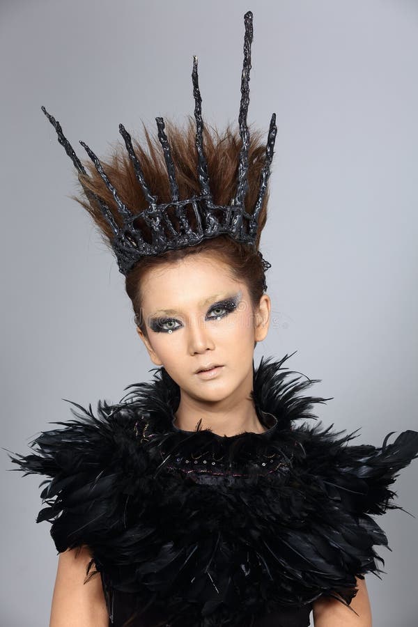 Fancy Creative Talent Make Up And Hair Style On Asian Beautiful Stock