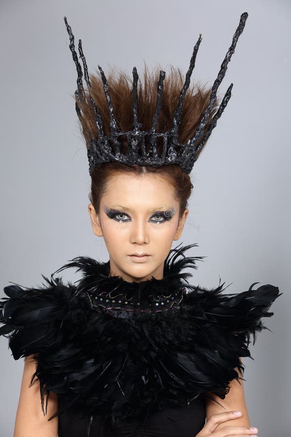 Fancy Creative Talent Make Up And Hair Style On Asian Beautiful Stock