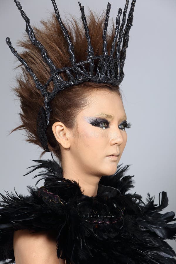 Fancy Creative Talent Make Up And Hair Style On Asian Beautiful Stock