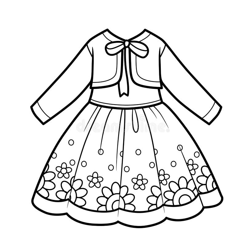 Black outline of dress stock vector. Illustration of clip - 203640875