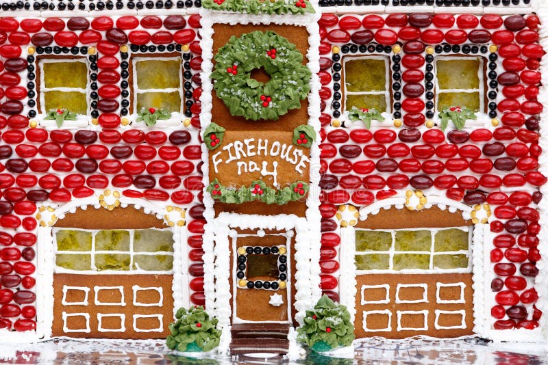 Fancy fire station holiday gingerbread house