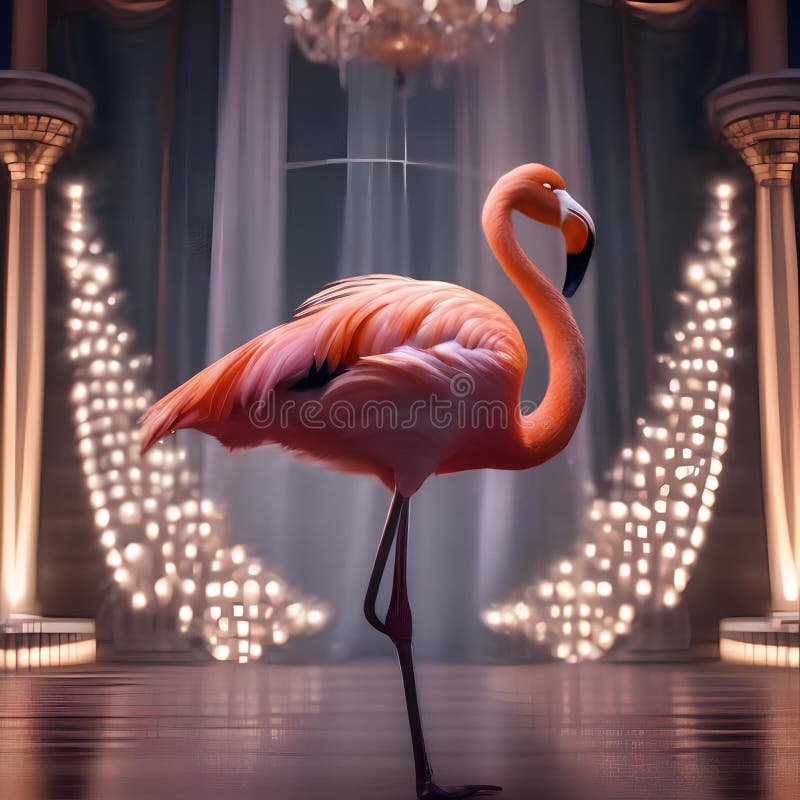 A Fancy Flamingo in an Evening Gown and Feathered Boa Dancing at a Fancy Ball2 Stock Illustration Illustration of chair gown 293867062