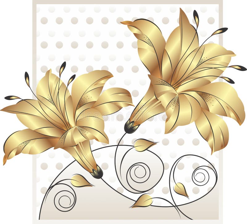 Fancy golden flower design royalty free illustration