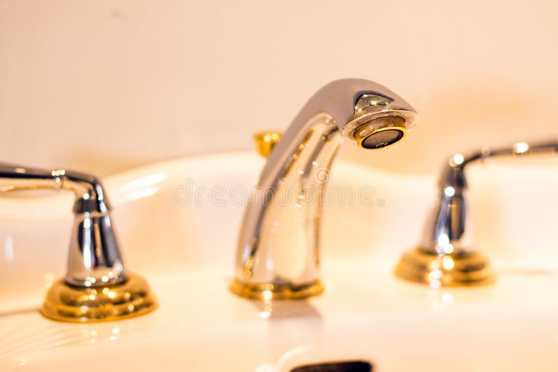 Gold Faucet stock image. Image of metal, thirsty, kitchen 362485
