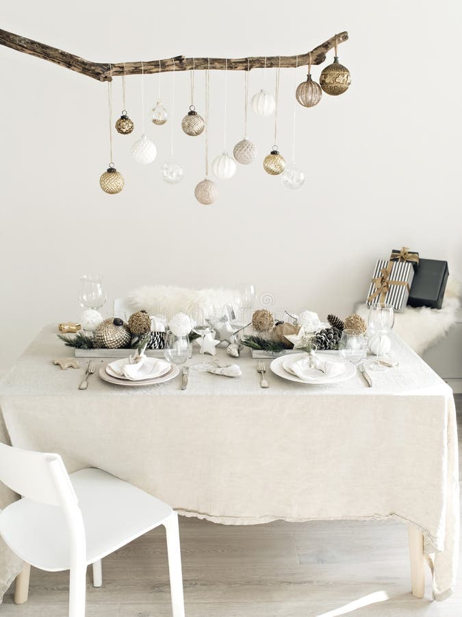 Fancy table with Christmas decoration.