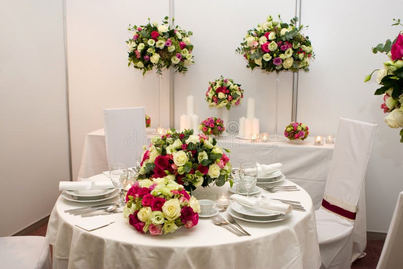 Fancy table set for a wedding dinner