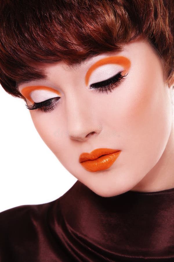 Orange makeup stock image. Image of skin, femininity, background - 8070601