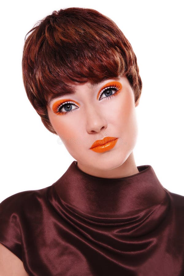 Orange makeup stock image. Image of skin, femininity, background - 8070601