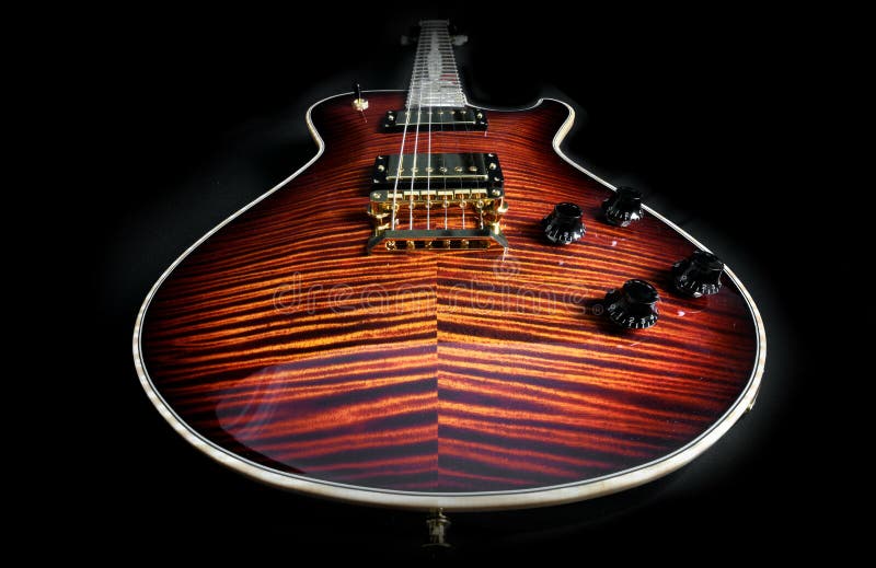 Fancy Wood on Beautiful Electric Guitar Flamed Maple Stock Image