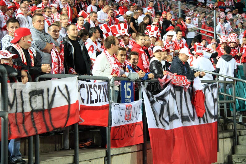 Polish fans editorial stock image. Image of emblem, happy 70037834
