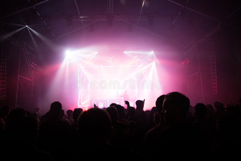 Fans Enjoying a Music Festival Stock Image - Image of audience, band ...