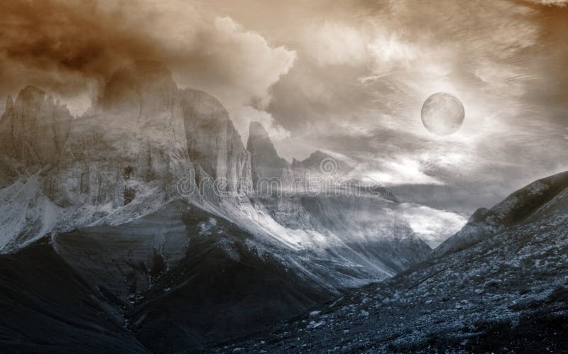 Fantasia del paesaggio della montagna fotografia stock Fantasia del paesaggio della montagna fotografia stock