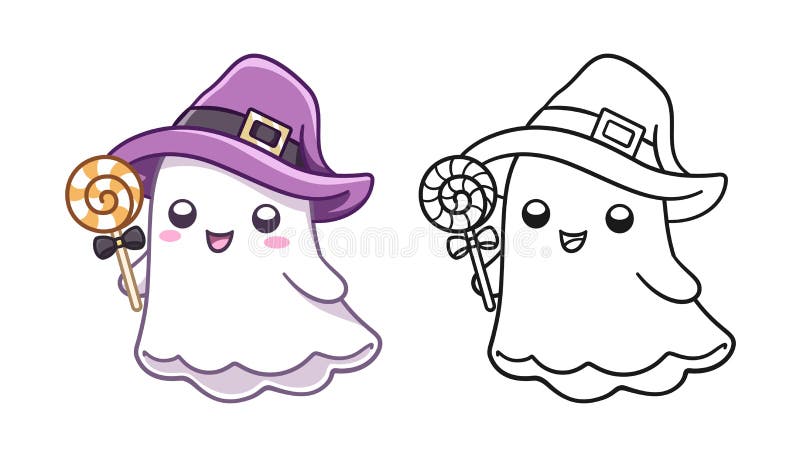 Bonito Desenho Animado Colorido Halloween Doce Boo Fantasma PNG