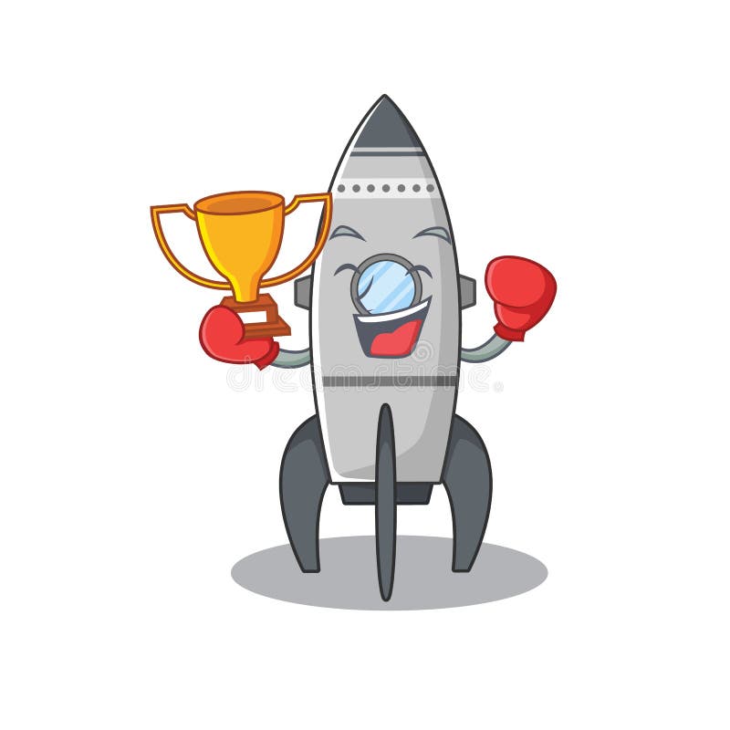 Fantastic Boxing Winner of Rocket in Mascot Cartoon Design Stock Vector
