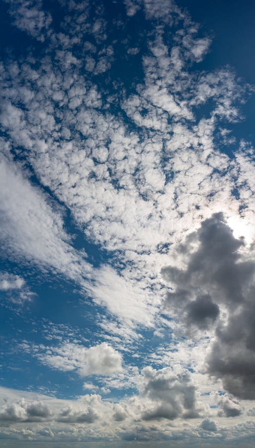 Fantastic Clouds at Sunrise, Vertical Panorama Stock Photo - Image of ...