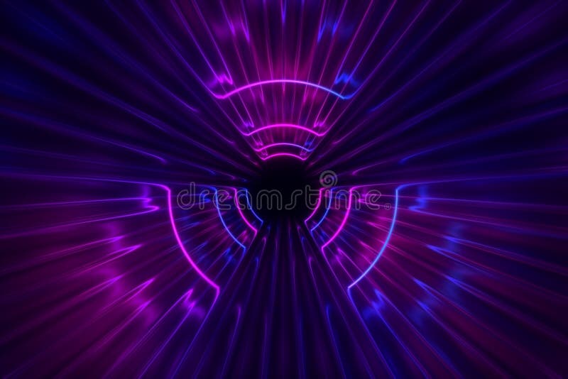 Fantastic Corridor Under Neon Lights 3d Illustration Stock Illustration