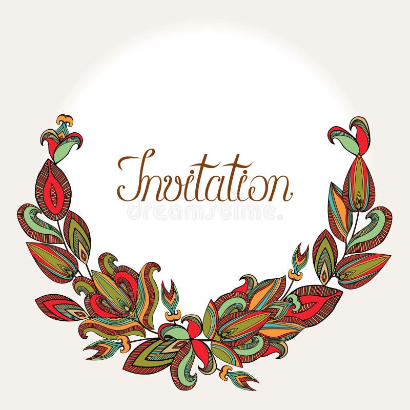 Download Fantastic Flowers Wreath stock vector. Illustration of ...
