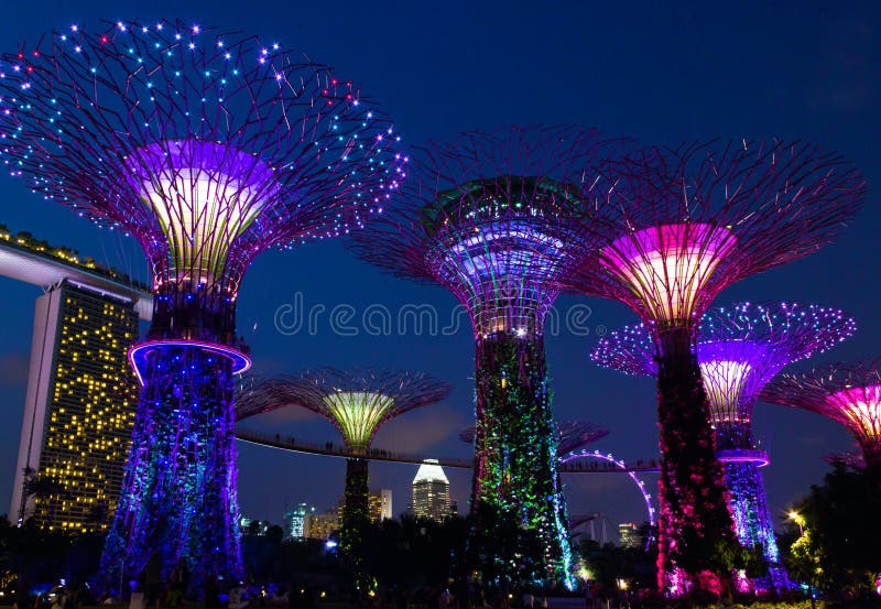 Fantastic Light Show in Singapore Stock Image Image of cityscape