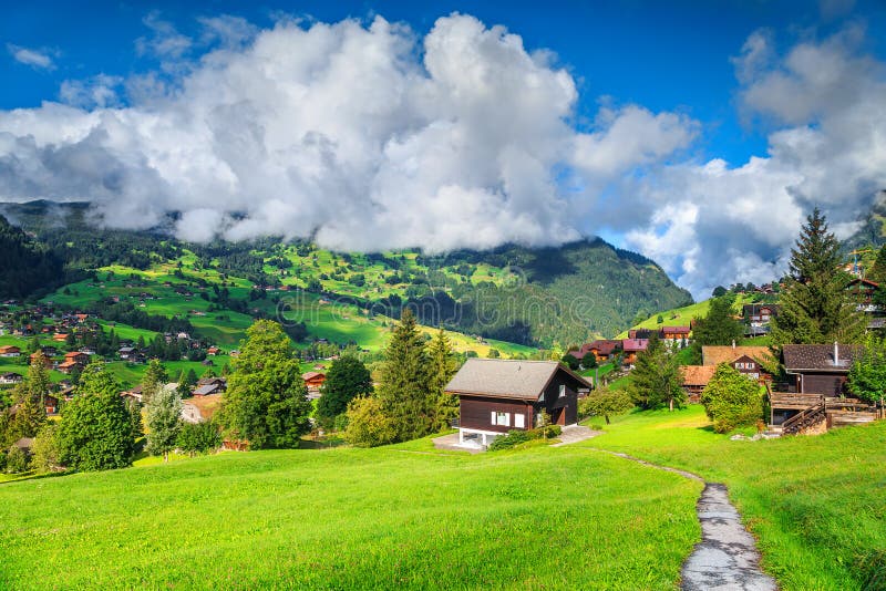 Fantastic mountain resort in the Alps, Grindelwald, Switzerland, Europe